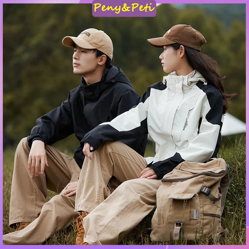 

Outdoor Jackets, Fashion Couples, Autumn and Winter Color Matching, Detachable Hats, Waterproof, Windproof and Breathable