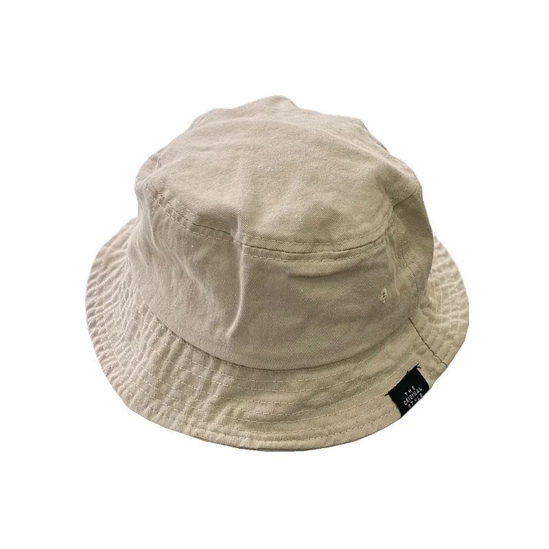 Kids Washed Cotton Bucket Hat Solid Color Soft Outdoor Baby Boy Girl Sun Hat Outdoor Baby Panama Bucket Hat