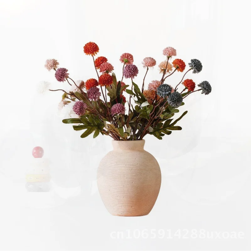 

Pastoral Style Ceramic Vase Vintage Textured Flower Decor Ornament Feel High-End Home Living Simple for Room