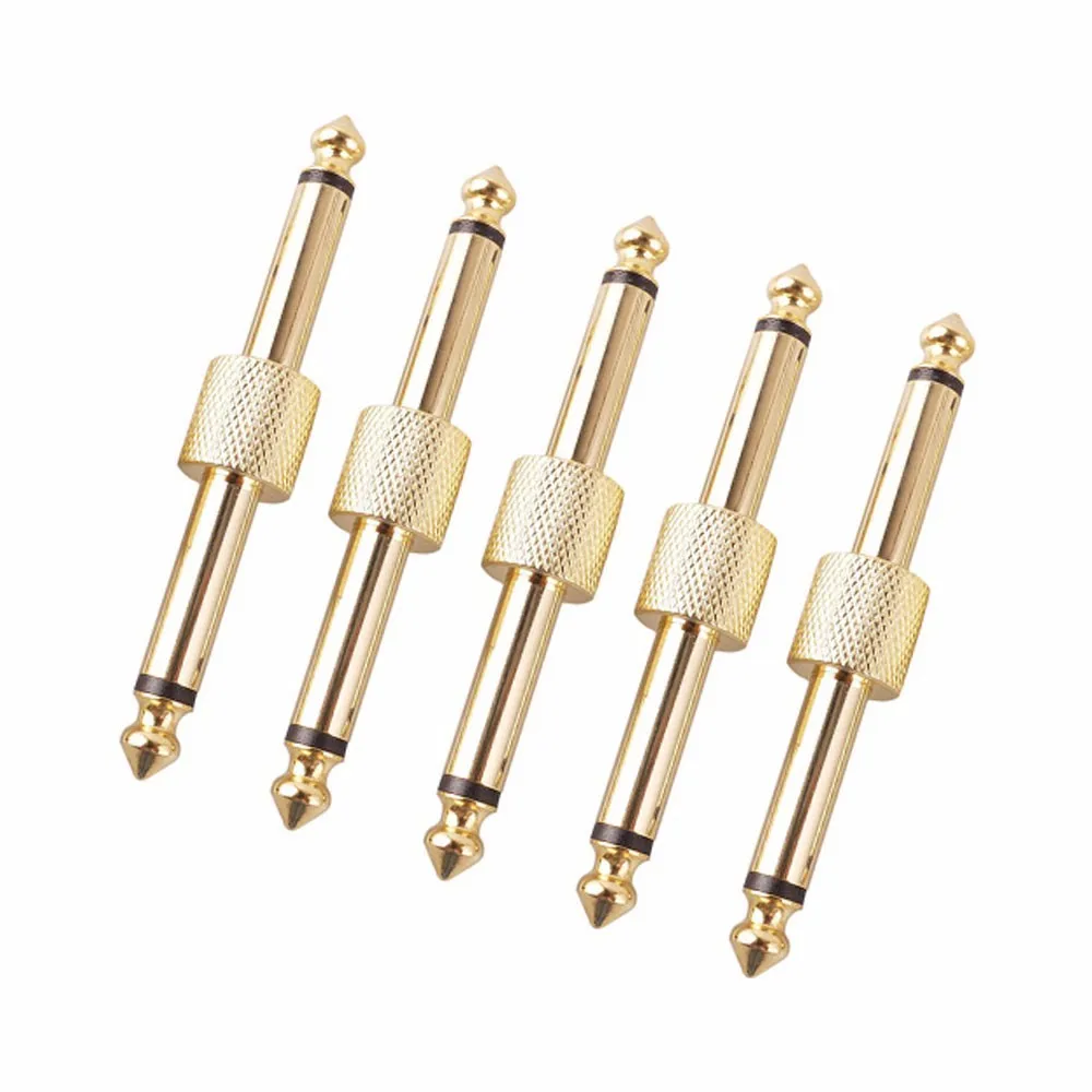 Rowin Guitar Pedal Connector Pedal Couplers Straight Type 4 Pcs TS Copper Male Connector for Effect Pedals