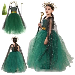 Kids Green Goddess Medusa Tutu Dress Children Girls Perfemence Skirts Halloween Medusa Dresses Fancy Up Party Suis Child