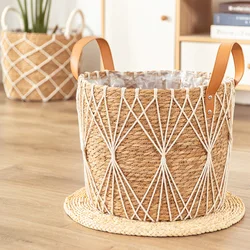 Rattan Storage Basket Living Room Flower Pot Home Decor Durable Net Pocket Pot Outdoor lawn decoration