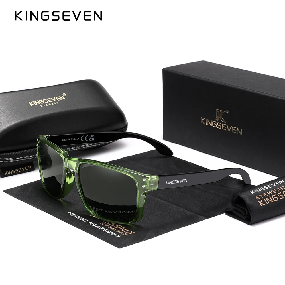 KINGSEVEN Retro TR90 Polarized Square Sunglasses Women Men Carbon Fiber Pattern Design Outdoor Sports Eyewear