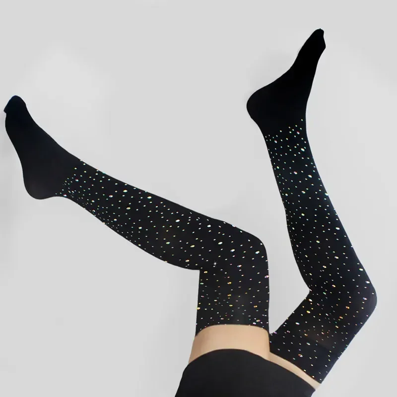 Sexy Rhinestone Lingeri Long Sock Women  Long Sock Thigh High Over The Knee Stockings sexy Lolita Ladies Girls Warm Knee Socks