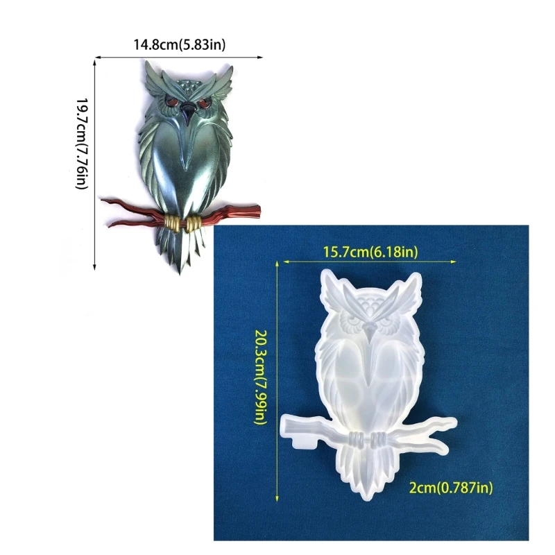 Molde silicone coruja 3d durável para estátua animal, ornamento molde resina exposição perfeita para diy