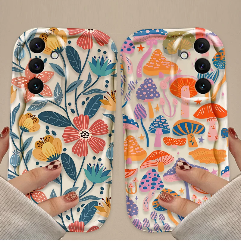 Summer Colorful Flower 3D Wave Case For Samsung Galaxy A54 A34 A24 A14 A13 A53 A33 A73 A23 A52 A52S A32 A22 A12 A51 A71 Covers