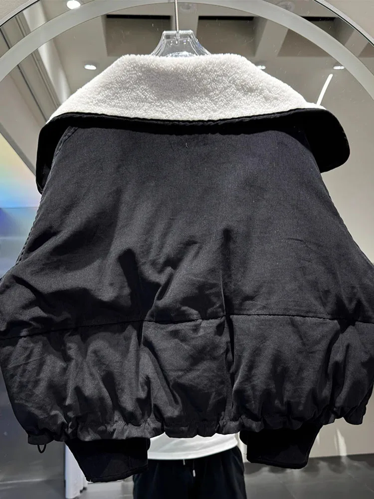 Winter Large Collar White Duck Down Jacket Short Winter Latest Lamb Fur White Duck Down Splicing Parka Women