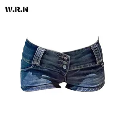 Hotsweet High Waist 2000S Blue Sheath Women's Fashion Denim Shorts Casual Sexy Slim Fit Y2K Street Harajuku Super Short Shorts
