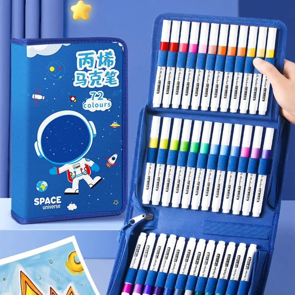 Portable Large Capacity Art Marker Pen Storage Bag Zipper Folding Marker Pen Pouch Pencil Bag Marker Pen Contaioner Student
