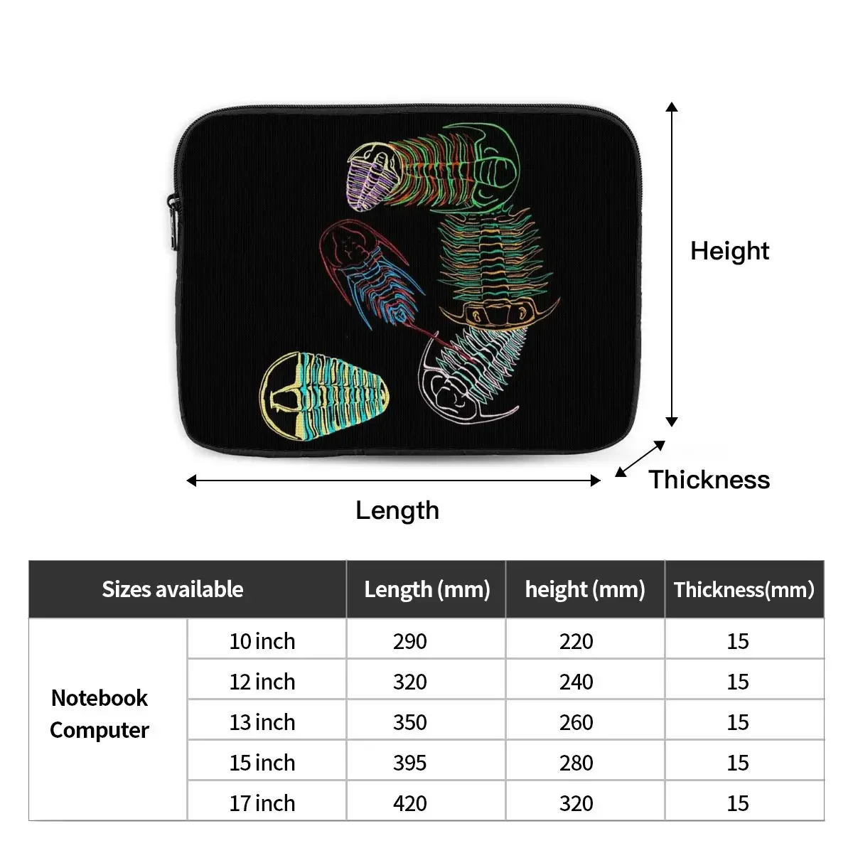 Cambrian Era Trilobites-funda para portátil, bolsa a prueba de golpes para Macbook Air Pro y Tablet, 10, 12, 13, 15 y 17 pulgadas