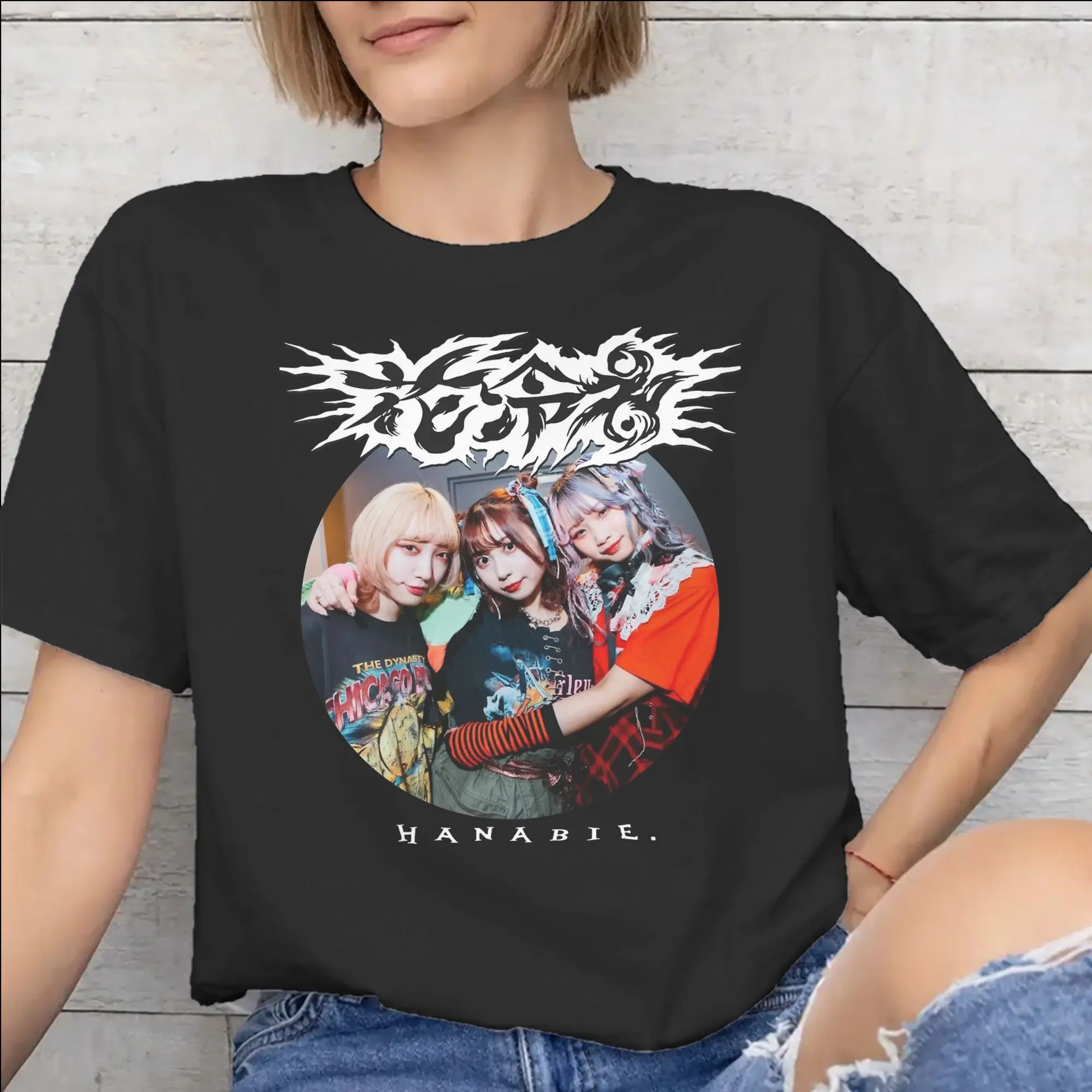 Men Women Graphic Print Hanabie Band  T Shirt Tee Pure Cotton  T-shirts Clothing