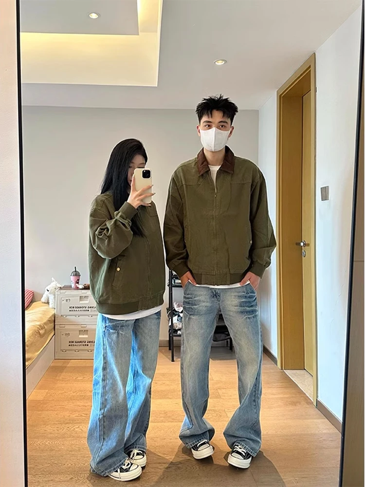 

Olive een американский ретро Cleanfit Waed Canvas Harington Jaet мужская весенне-осенняя хлопковая рабочая одежда пальто на молнии декоративное