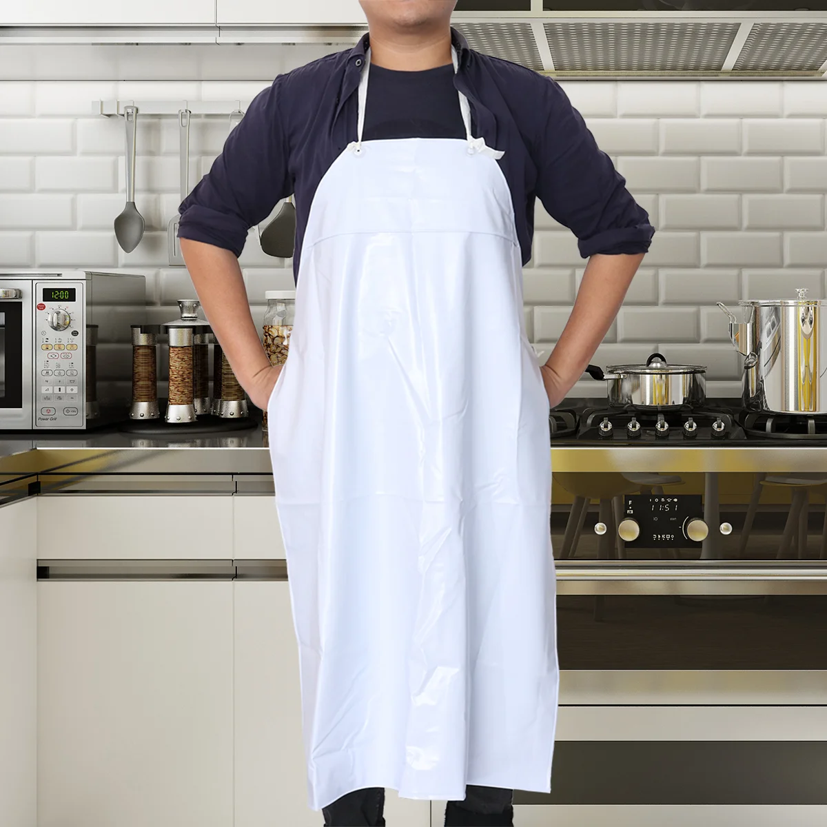 Oil Resistant Apron Protective Halter Neck Waterproof Kitchen Clothing Alkali Grime