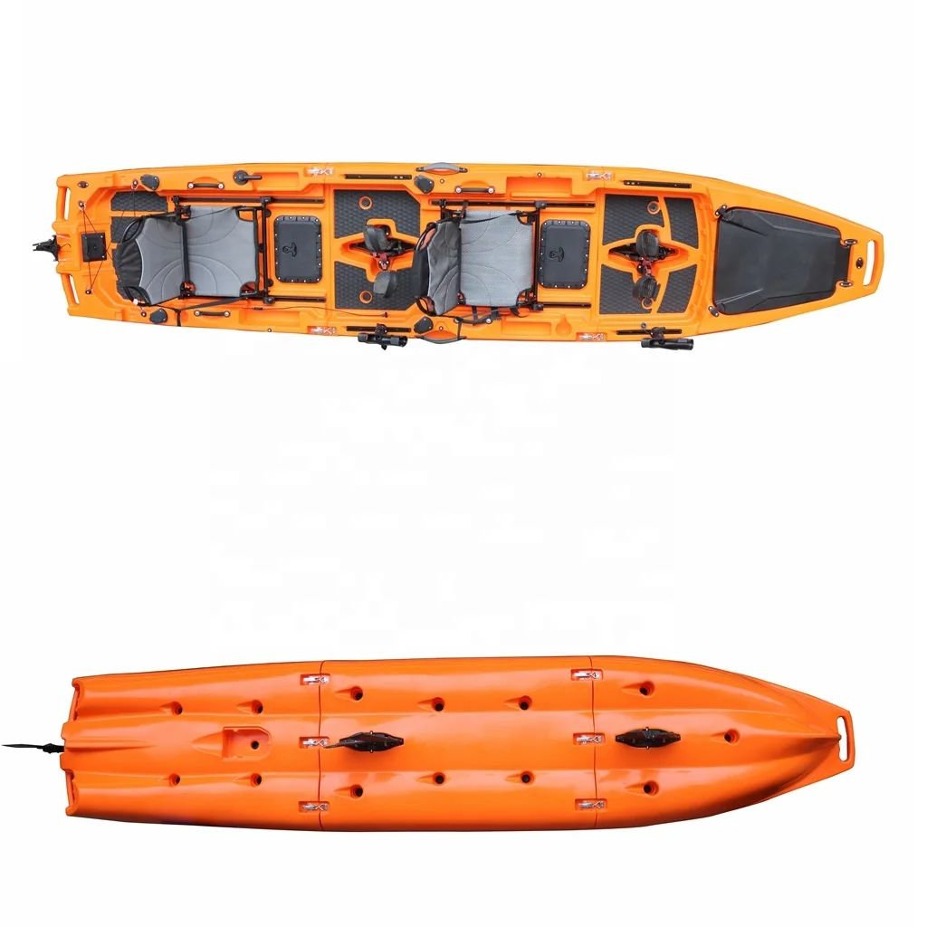 Image 5: Kayak de pêche modulaire en plastique dur à double pédale pour 2 personnes de 14 pieds avec système d'entraînement à pédale pour une utilisation dans les eaux marines