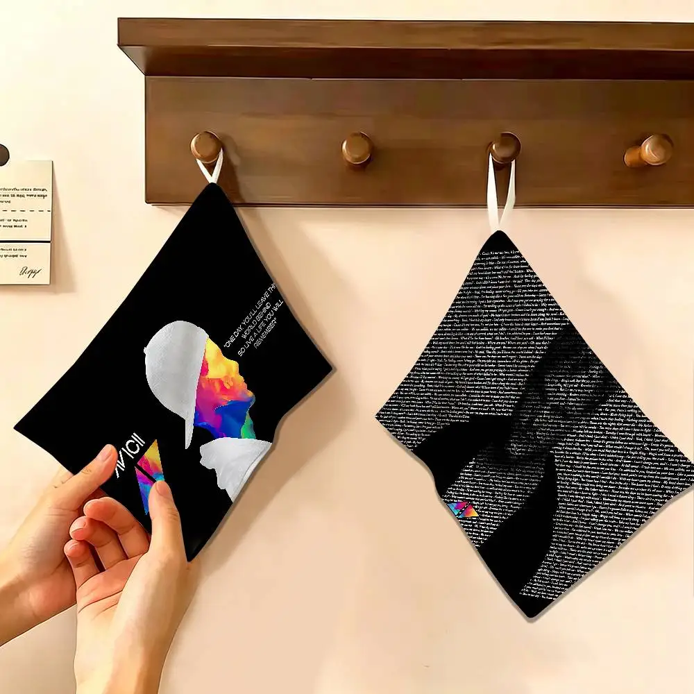DJ A-Avicii Logo Polyester Cotton Hand Wiping Towel, Anti-shrink Hanging Kitchen Cloth for Household Cleaning