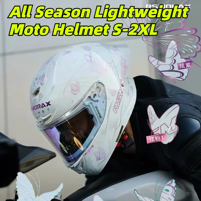 

MOTORAX Motorcycle Full Face Helmet Men Women, Motorbike Helmet with Large Rear Spoiler All Season Lightweight Moto Helmet S-2XL