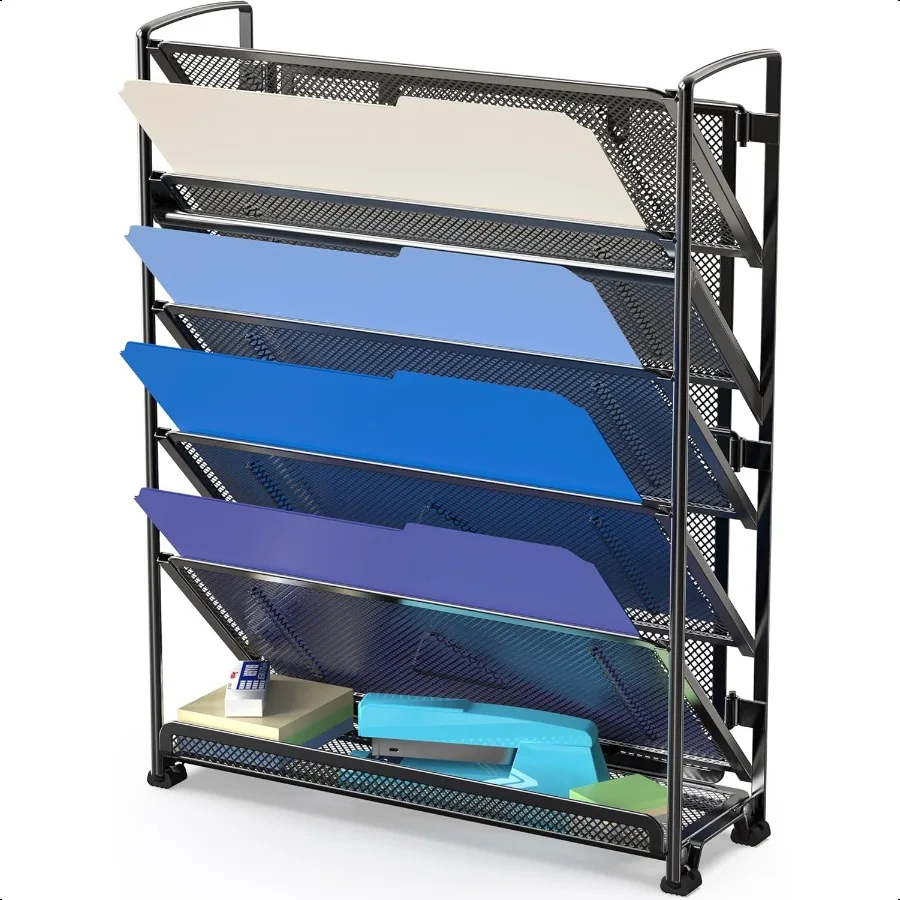 

6 Tier Wall Mount Document Letter Tray Organizer Black