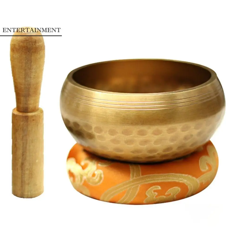 Nepal Tibetan Singing Bowl Set Buddha Soft Cushion Meditation Chanting Bowl Multi-size Wooden Striker Metal Sound Bowl