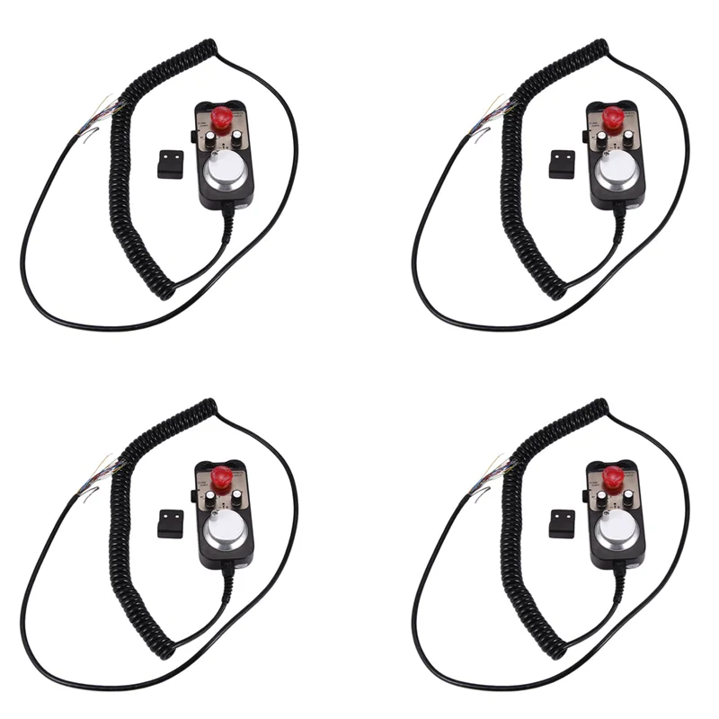 A72U 4X Universal Cnc 4 Axis Mpg Pendant Hand Wheel 100 Pulse 5V & Emergency Stop Cnc Router Handwheel 4Axis Type