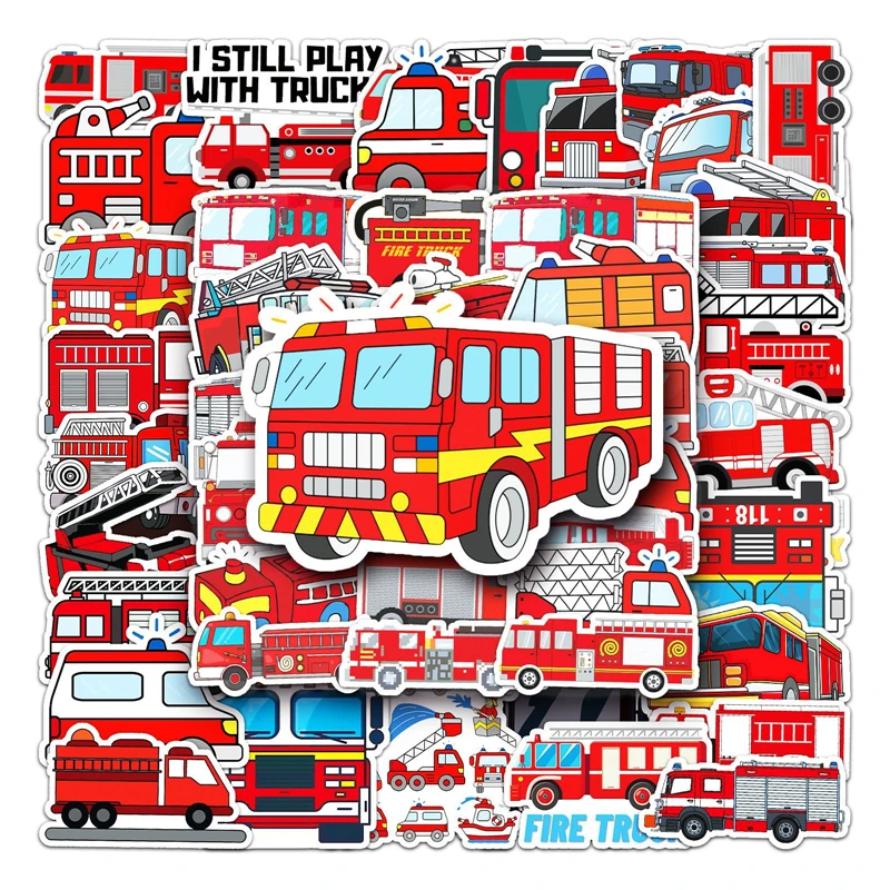 

50pcs Fire truck Stickers paster Cartoon characters anime movie funny decals scrapbooking diy waterproof decorations