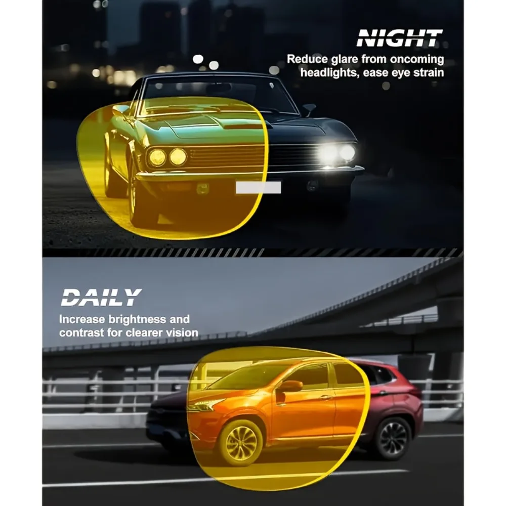 4pcs Set Of Night Vision Goggles for Women And Men, Semi Driving Goggles for Sports, Fashionable Glasses for Night Driving, Polarizing Glasses for Anti Glare, Polarizing Glasses for Yellow Filtering, And Glare Reduction for Night Driving
