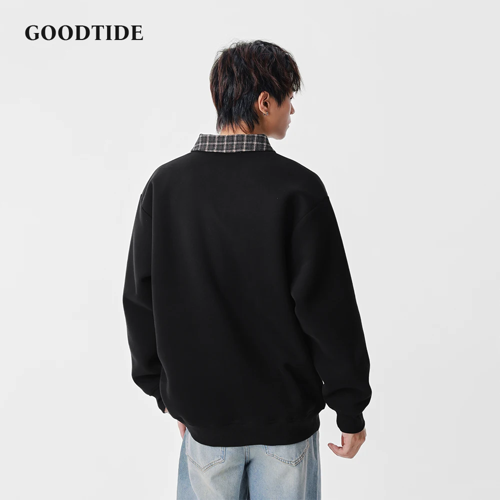 أزياء الرجال عارضة طاقم الرقبة البلوز 2025 الشتاء منقوشة طوق الطبقات تبدو مريحة لينة طويلة الأكمام أعلى #5