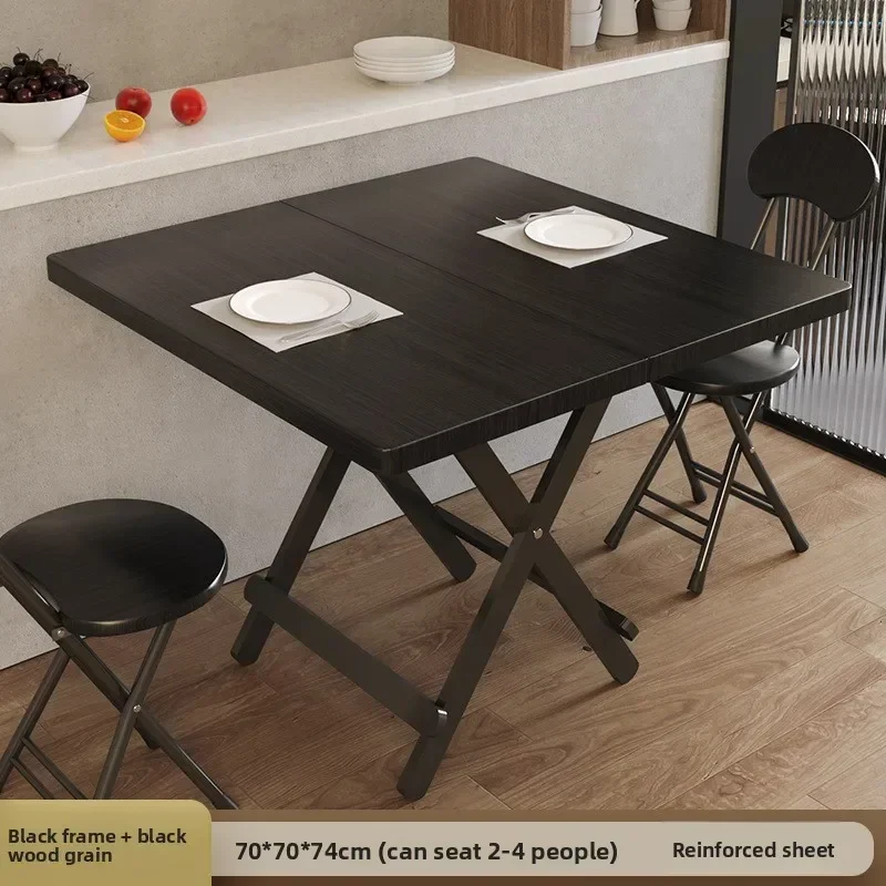 Outdoor Foldable Dining Table Set Portable Rectangular Wood Stall Table with Chairs Included Kitchen Dining Table Only Table