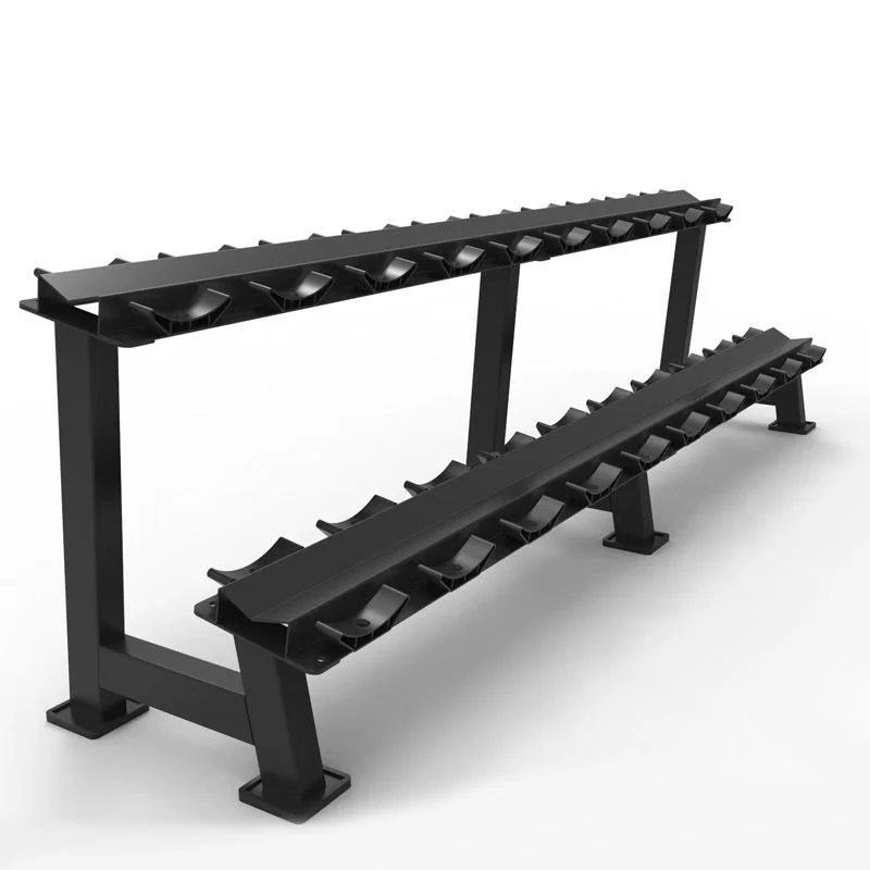 2-Tier Dumbbell Rack Holds 10 Pairs Heavy Duty Powder Coated Steel Frame Space-saving Storage Stand Anti-slip Base 2400mm