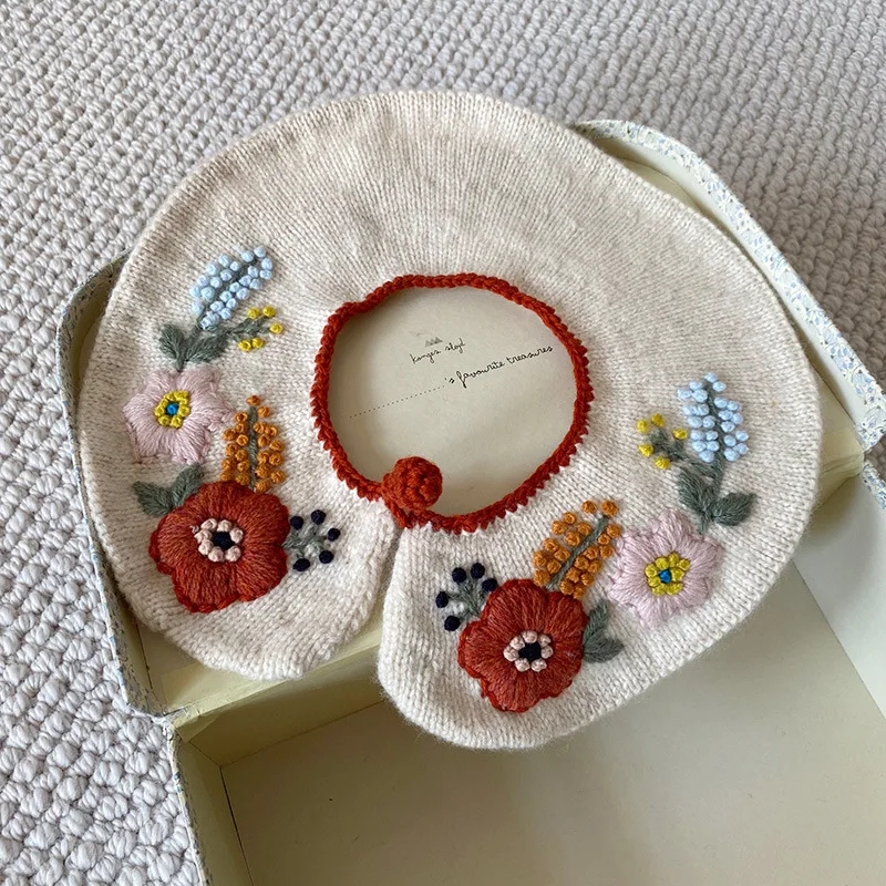 new-merino-wool-embroidered-collar-children's-handmade-floral-collar-super-beautiful-girl's-detachable-collar