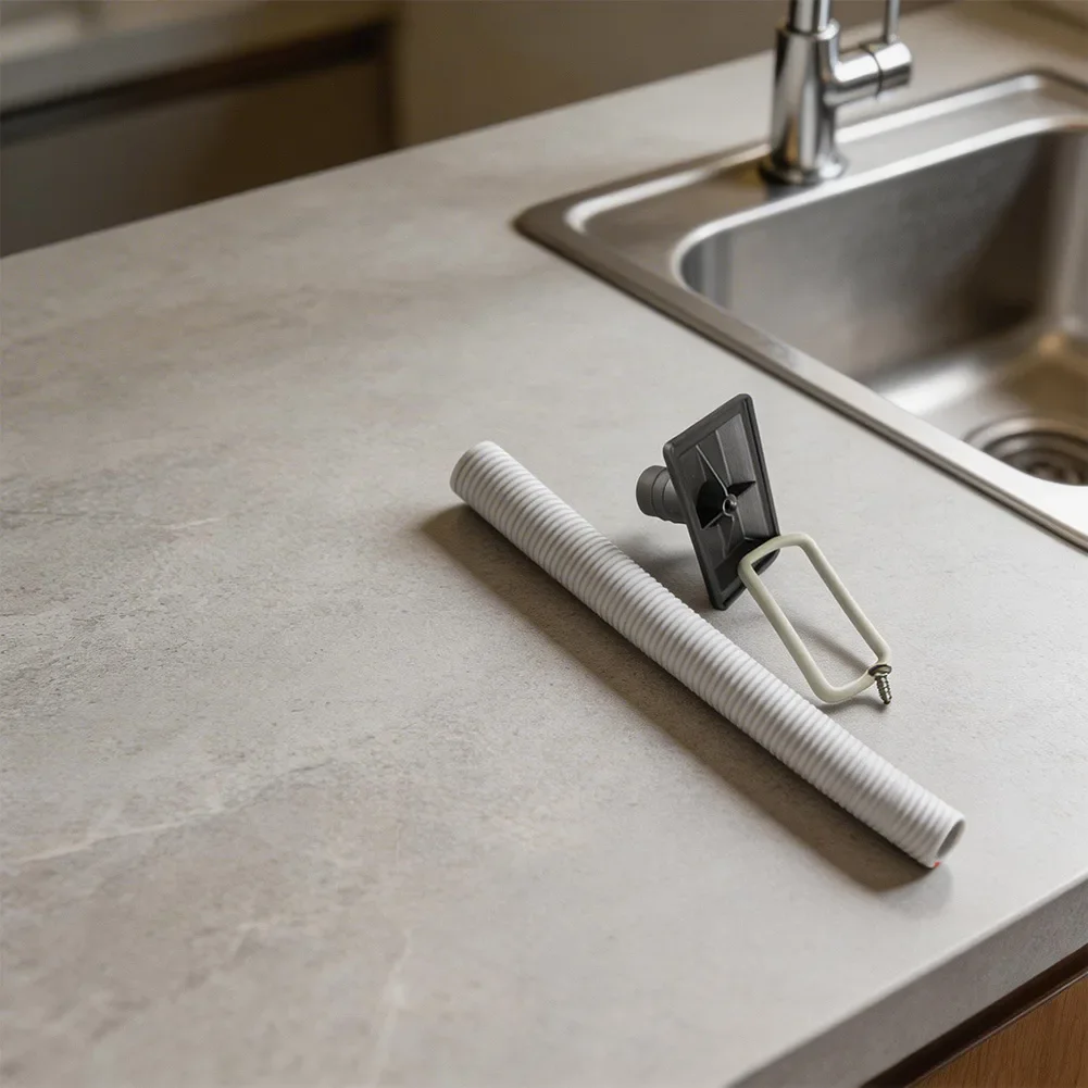 Rectangle Overflow Pipe Head Designed For Upward Water Flow Gray Finish For Kitchen Washbasin Drain Compatibility PP PVC