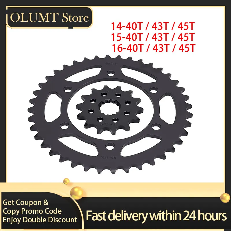 520 Chain 14T 15T 16T 43T 45T Motorcycle Sprocket Gear For Yamaha MT-03 MT-25 YZF-R25 YZF-R3 1WD-E7460-00-00 1WD-F5443-00-00