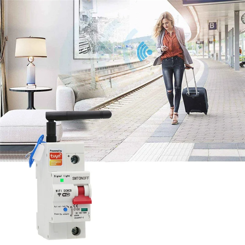 Tuya Smart Life Wifi DC Smart Circuit Breaker 12V 24V 48V Overload Short Circuit Protection For Alexa Google Homeabgi