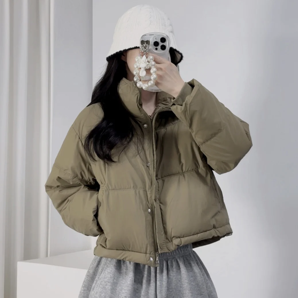 Dames chique winterjas Thiened opstaande kraag Brood Sle Warmte Bovenkleding Loose Fit Lang Sve Cotton Jaet