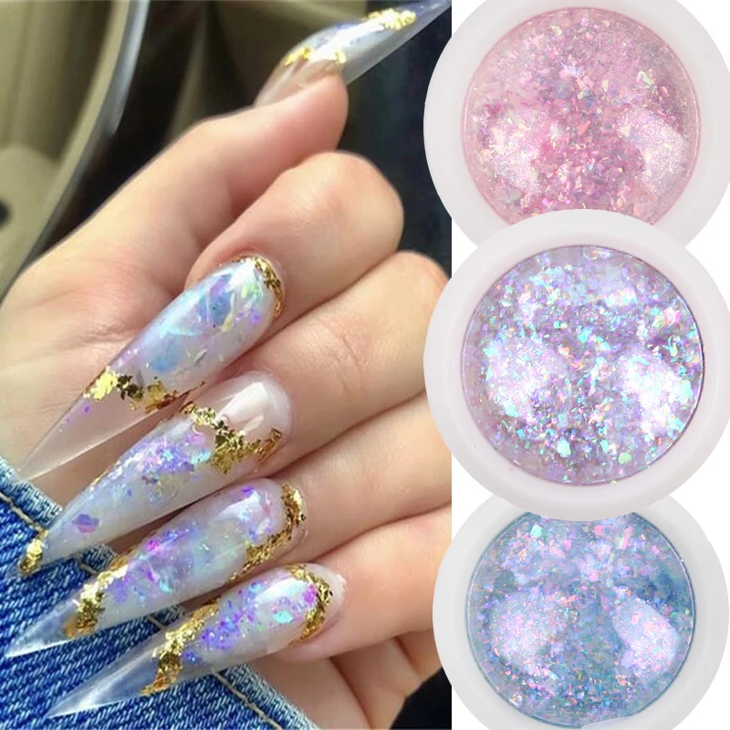 Nail Powder Sequins Holographic Glitter Color Nail Acrylic Powder Chrome Powder Mermaid Aurora Sequins Mirror Nail Decorations