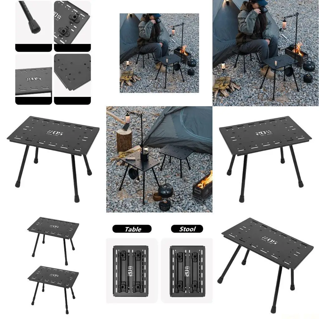 

U2JB Camping Folding Table Adjustable Height Table Portable Folding Chair Tactically Picnics Table for Backpacking Hiking