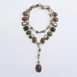 Indian Ethnic Vintage Resin Stone Maxi Long Necklace Women Boho Tribal Retro Statement Pendants Necklaces Ladies Jewellery