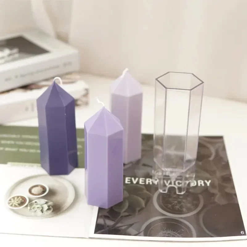 3D Peaked Hexagonal Column Candle Mold Handmade Candle Making Supplies Durable and Easy To Release Plastic Acrylic Mould Kit