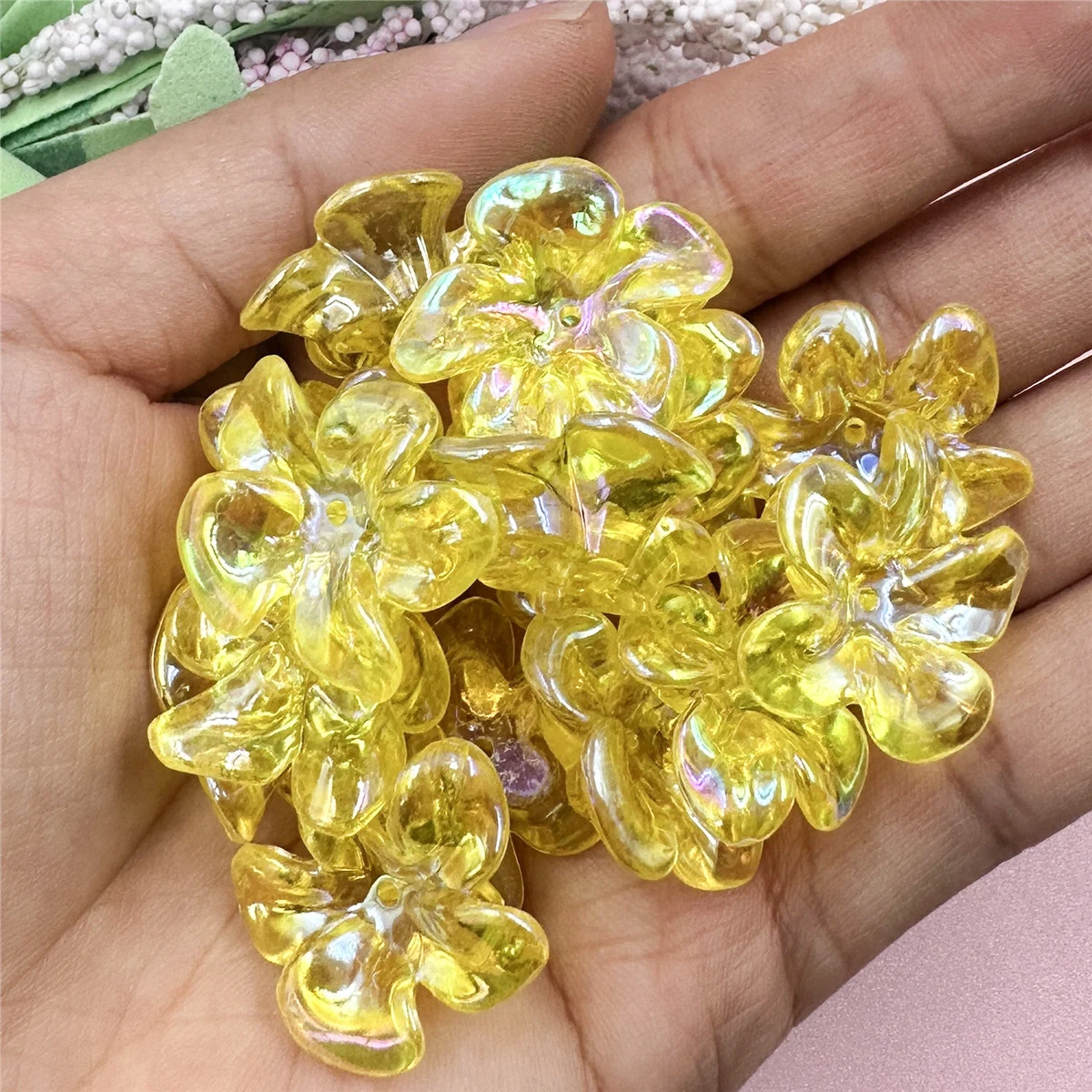 10pcs Irregular Big Flower Beads Acrylic Transparent Pendants Jewelry Marking DIY Handmade Material