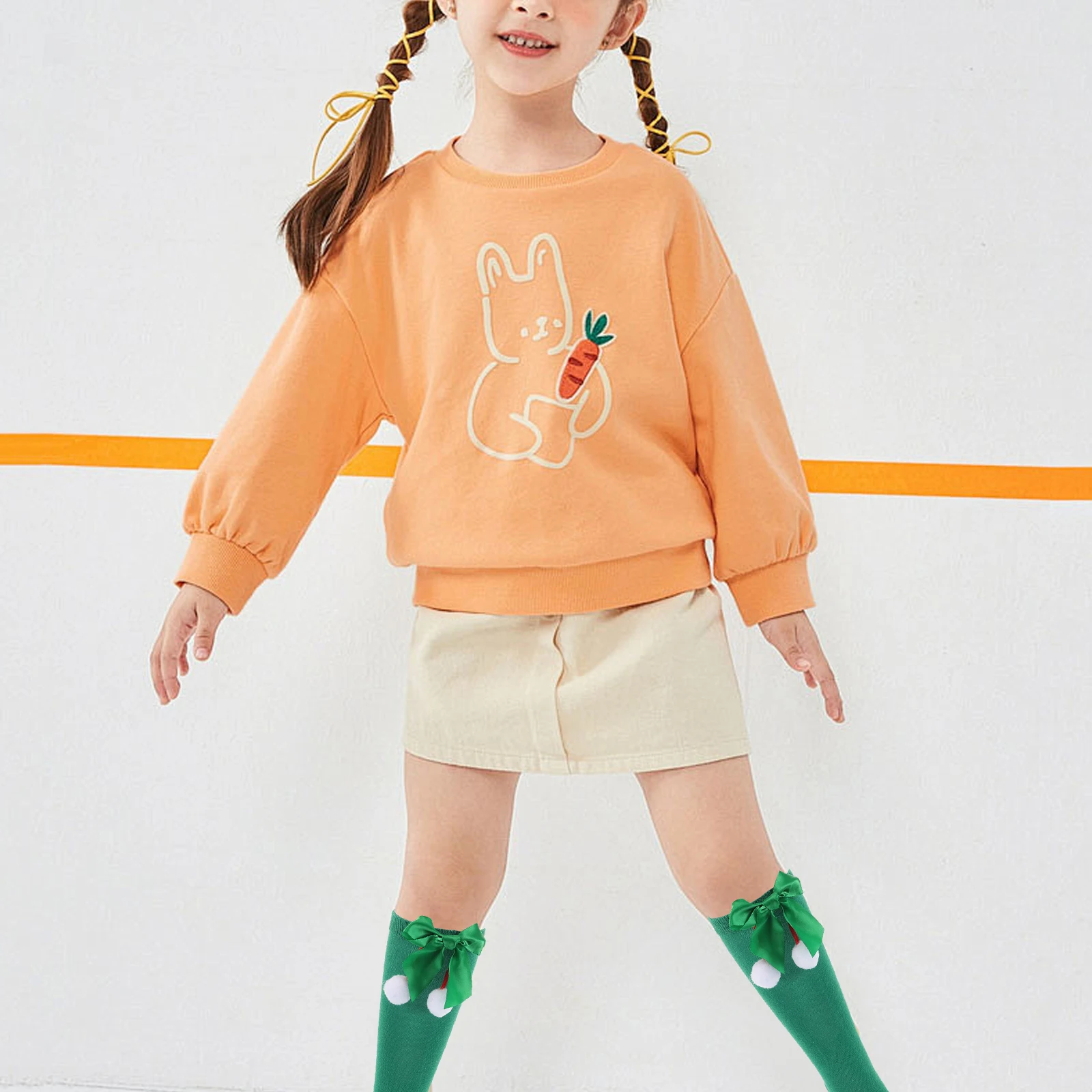 

Irish Girls Socks Novelty Bow Pompom St Patrick Day Polyester Long Knee Kids Party Stockings Holiday Accessories Women Men Green
