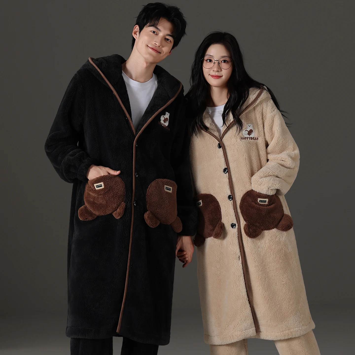 couple-robe-deux-pieces-ensemble-a-capuche-corail-polaire-pyjama-ensemble-epais-chaud-vetements-de-nuit-femme-et-male-doux-corail-velours-robe