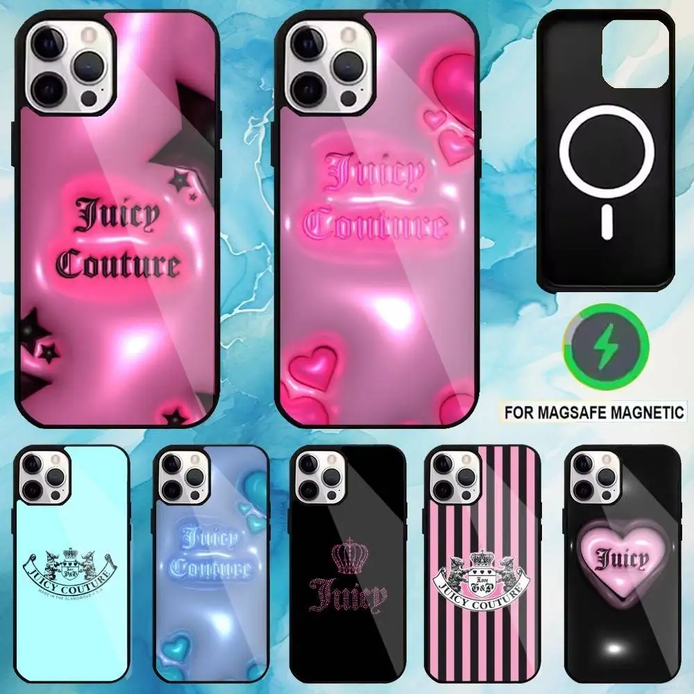 Etui na telefon Juicy Couture z motywem panterki, tapeta, do iPhone 17, 16, 15, 14, 13, 12, 11 Plus, Pro Max, magnetyczne, kompatybilne z ładowaniem bezprzewodowym MagSafe