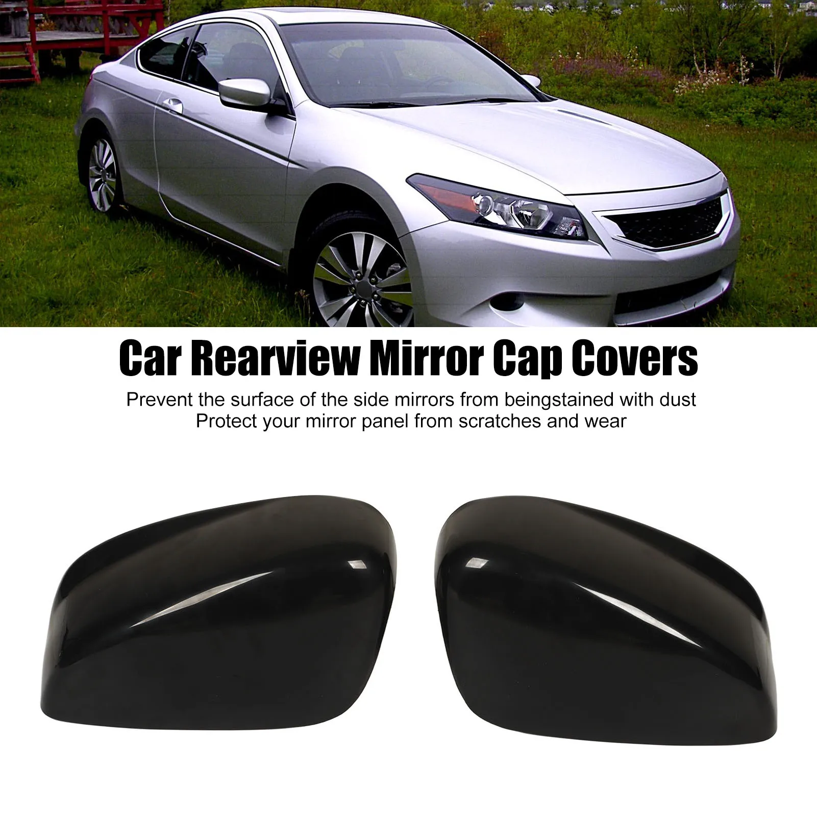 

1 Pair Mirror Cover Scratch Resistant Mirror Cap Glossy Black Abs Mirror Shell For Honda Accord European 2008-2012