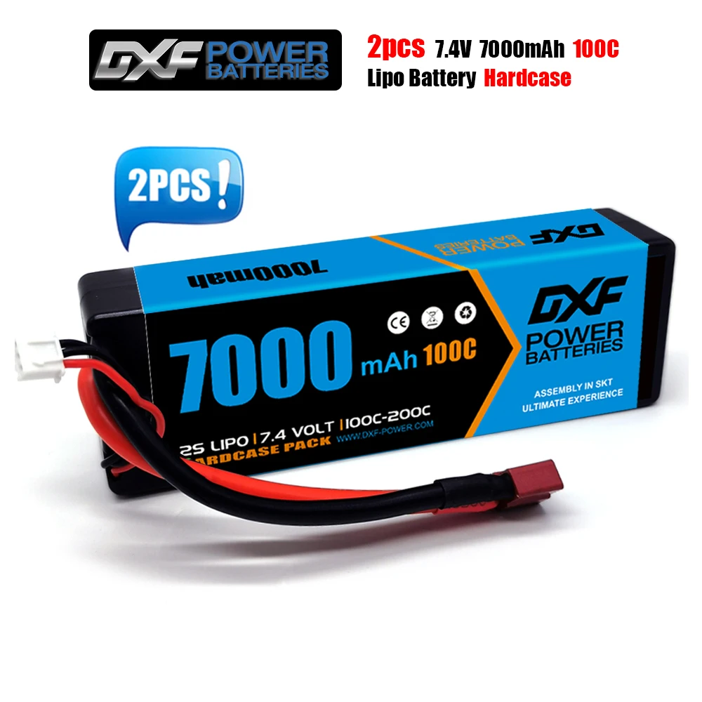 

DXF Lipo 2S 7.4V Battery 7000mAh 100C Blue Version Graphene Racing Series HardCase for RC Car Truck Evader BX Truggy 1/8 Buggy