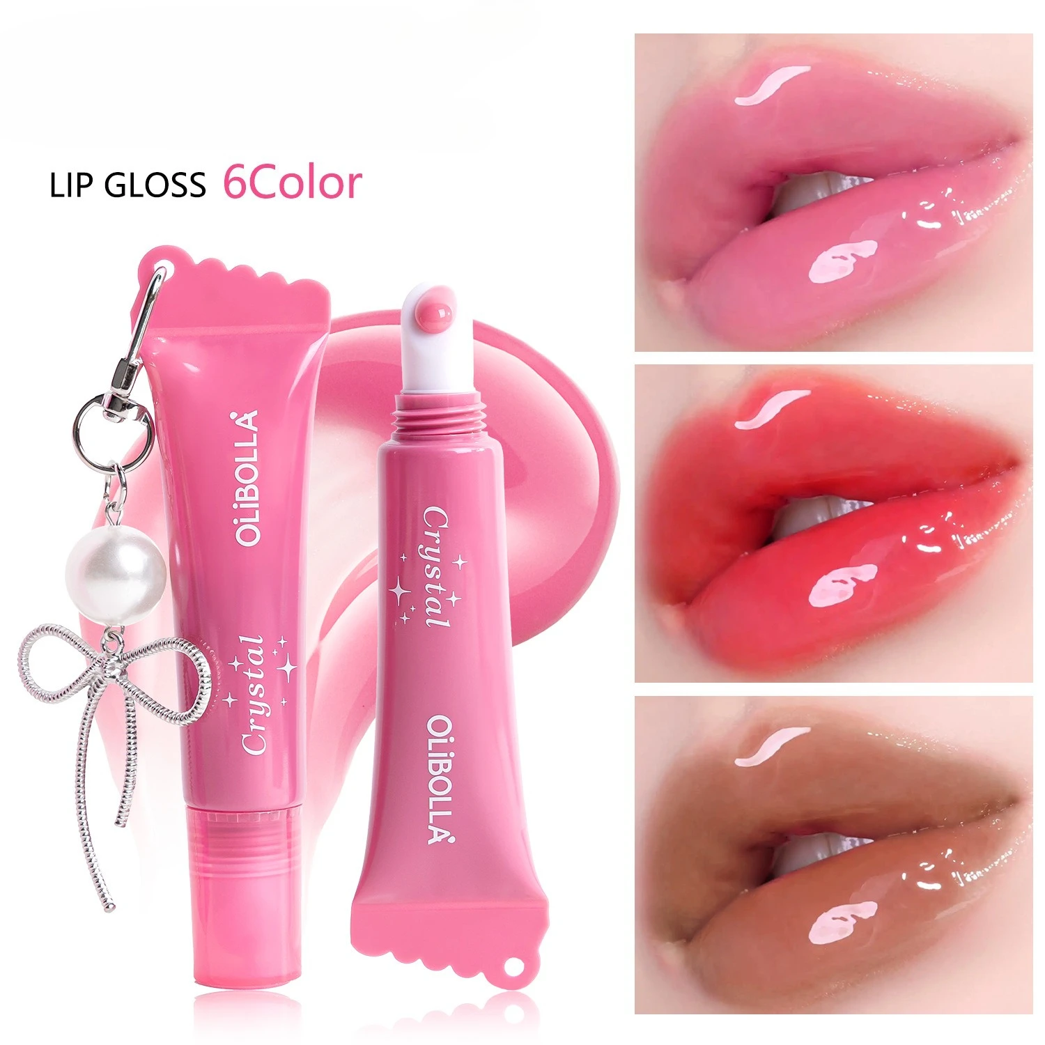 

Water gloss lip glaze moisturizing non-sticky liquid peptide lip gloss easy to color improve complexion fade lip lines Makeup
