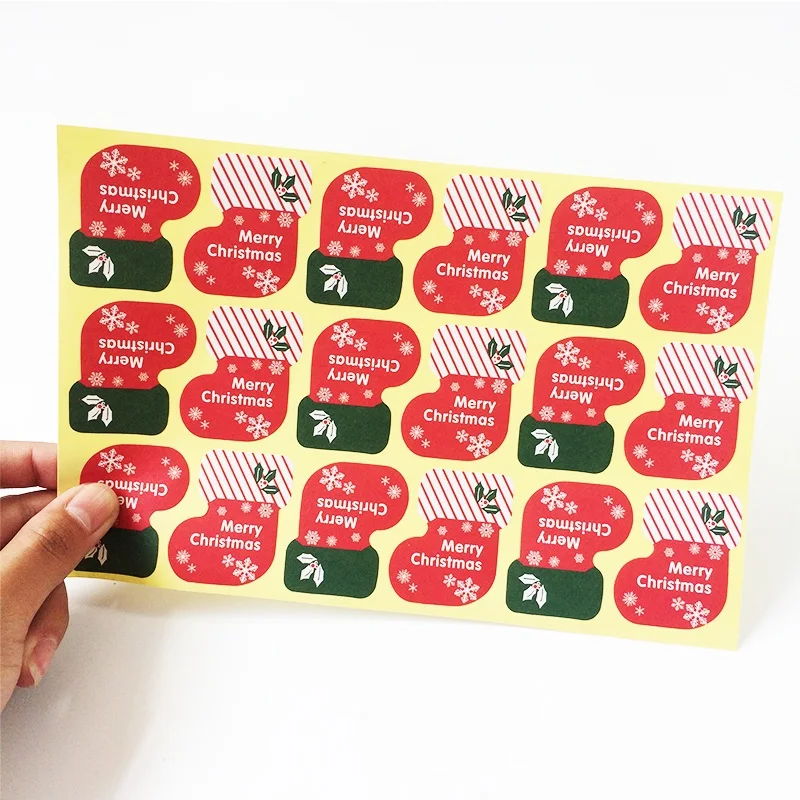 180pcs/lot Merry Christmas Sticker Socks Decoration Label Stickers DIY For GiftS Cake Baking Sealing Sticker Scrapbooking
