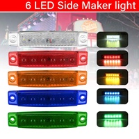 2pcs 12V 24V 6 Led Car Truck Side Marker Light Markerlight Turn Signal Lamp Tail Light Warning Trailer Bus Boat Lorry Caravan