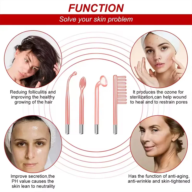 Profesjonalny przenośny aparat do terapii skóry, różdżka wysokiej częstotliwości do leczenia trądziku, liftingu twarzy, skierowany do pielęgnacji skóry twarzy.