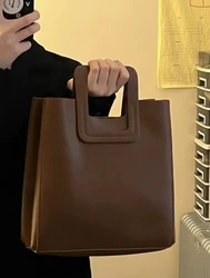 Borsa a tracolla di grande capacità in PU marrone borsa a tracolla da donna semplice di alta qualità classica tendenza quotidiana delle borse a tracolla dell'aula per il pendolarismo