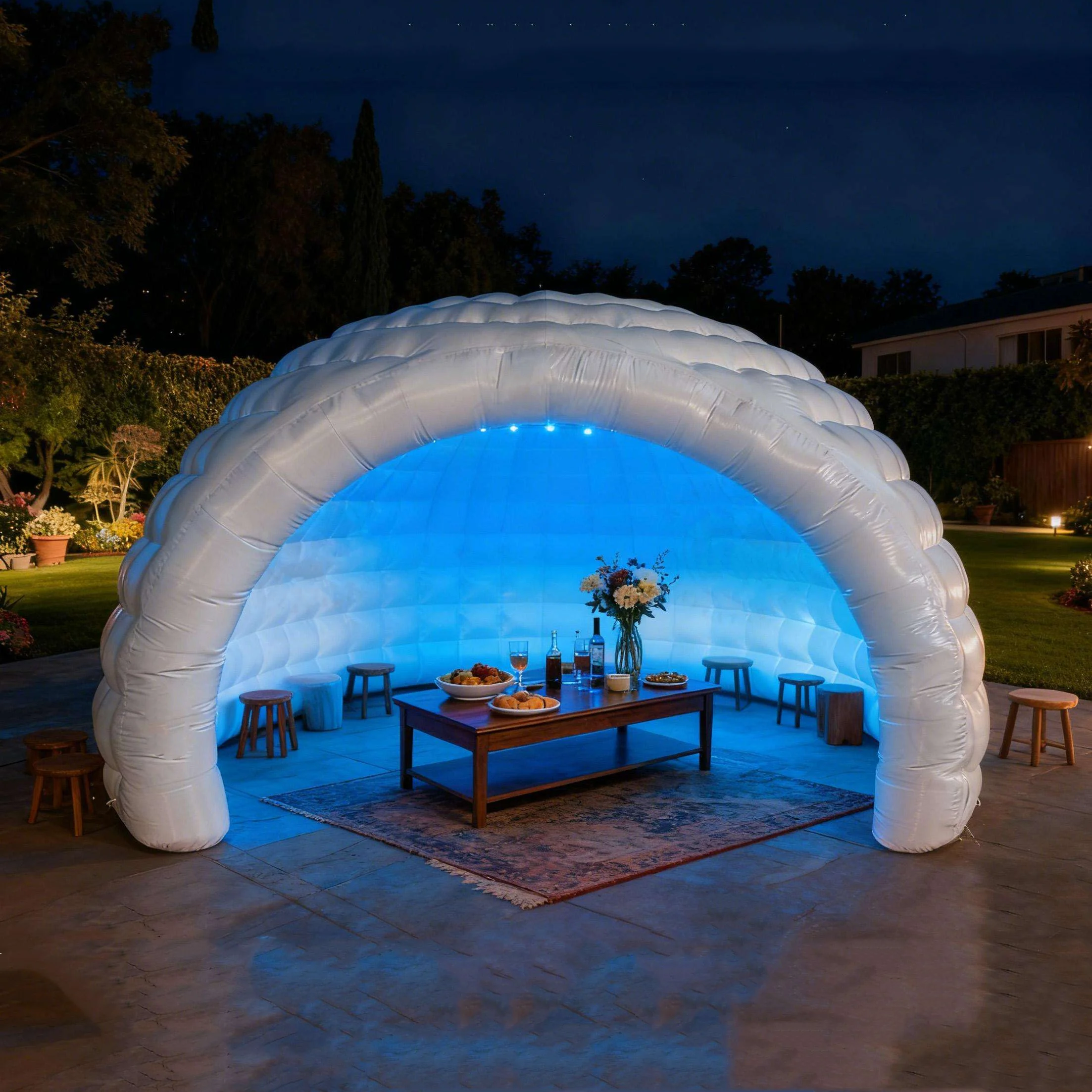 Tenda a cupola gonfiabile in tessuto Oxford Tenda da discoteca a cupola a LED per eventi di feste Igloo Garden Dance House