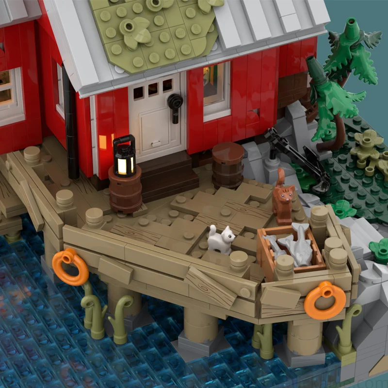 2729 Uds. MOC el hogar del pescador edificios modulares bloques de construcción ensamblar niños cumpleaños juguete para regalo de Navidad